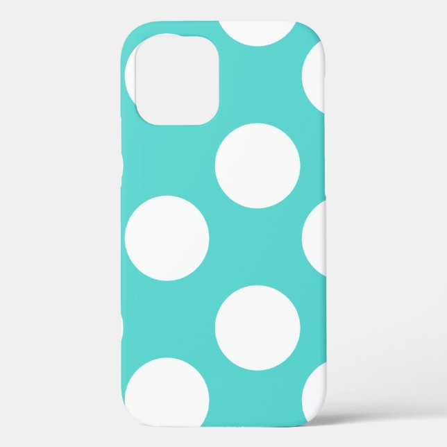 Teal and White Polka Dot Phone Case (Back)