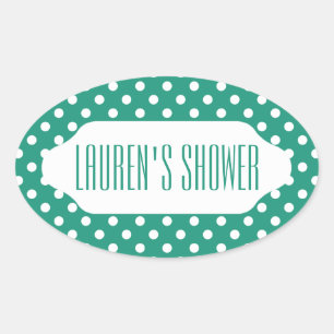 Teal and white polka dot sticker