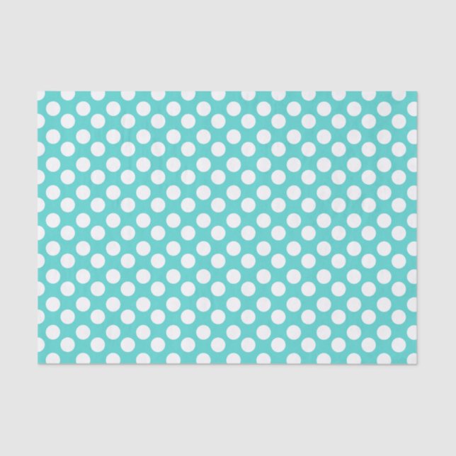 Teal and White Polka Dot Tissue Paper (Front)