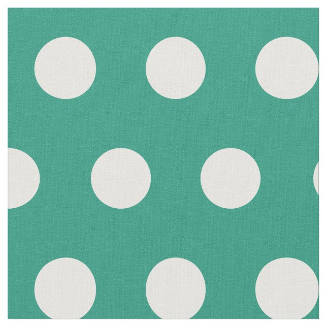 Teal and white polka dots fabric (Close Up)