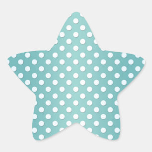 Teal and White Polka Dots Pattern Star Sticker