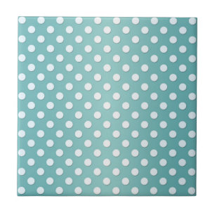 Teal and White Polka Dots Pattern Tile