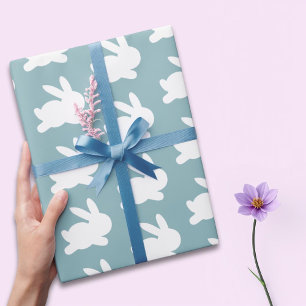 Teal and White Rabbit Easter Pattern Gift Wrapping Paper