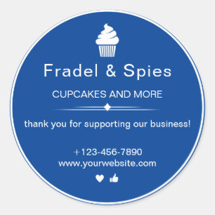 Teal and White Simple Cupcake Business  Classic Round Sticker