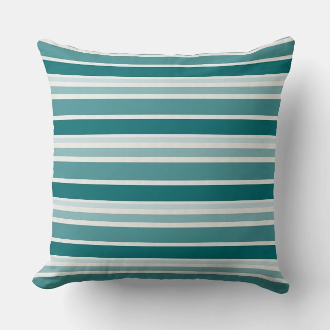 Teal And White Stripe Cushion (Front)