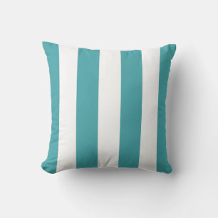 Teal and White Striped Cushion