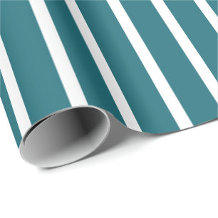 Teal and White Striped Wrapping Paper