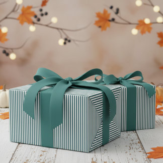 Teal and White Stripes Pattern Wrapping Paper