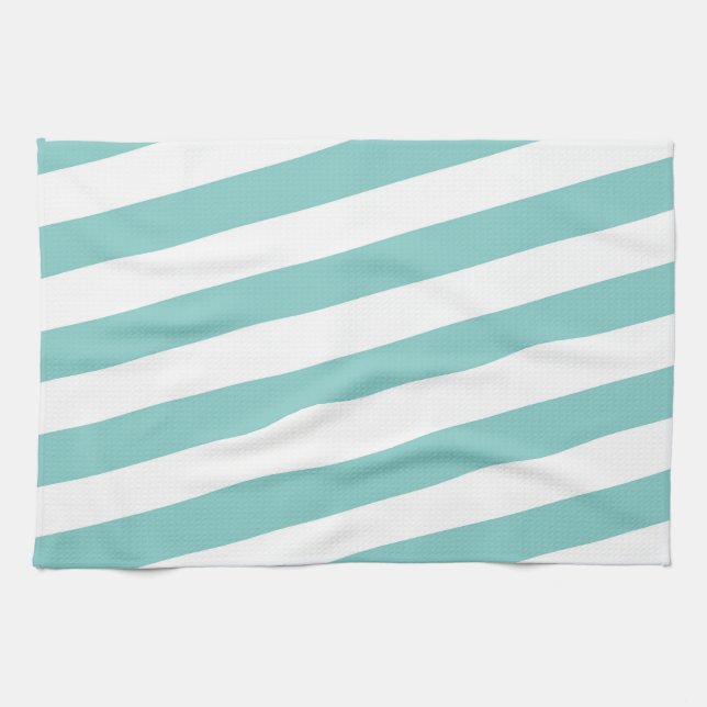 Teal and White Stripes Tea Towel (Horizontal)