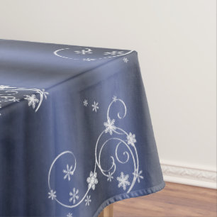 Teal and White Swirls Christmas Tablecloth