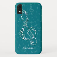 Teal and White Treble Clef Music Notes