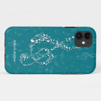 Teal and White Treble Clef Music Notes