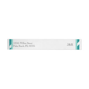 Teal and White Wedding Wrap Around Label