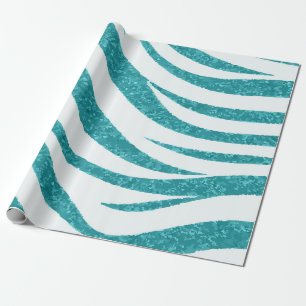 Teal and White Zebra Print Pattern – Trendy Animal Wrapping Paper