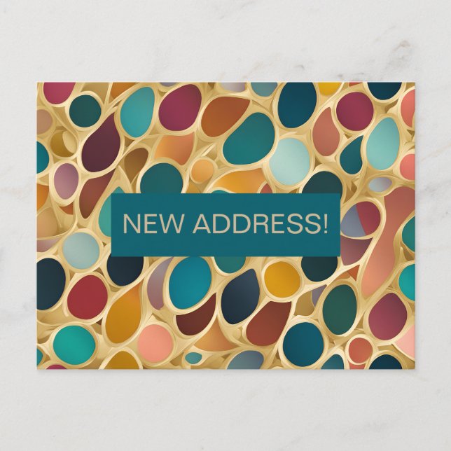 Teal and Wine Colordrops Change of Address Postcard (Front)