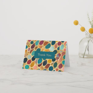 Teal and Wine Colordrops on Gold Thank You Card