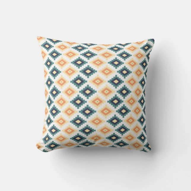 Teal and Yellow Native American Pillow (Front)