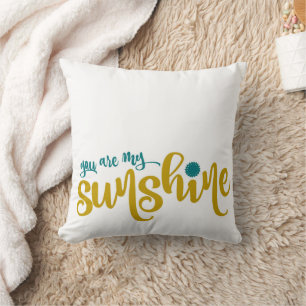 Teal and Yellow Typography My Sunshine Cushion