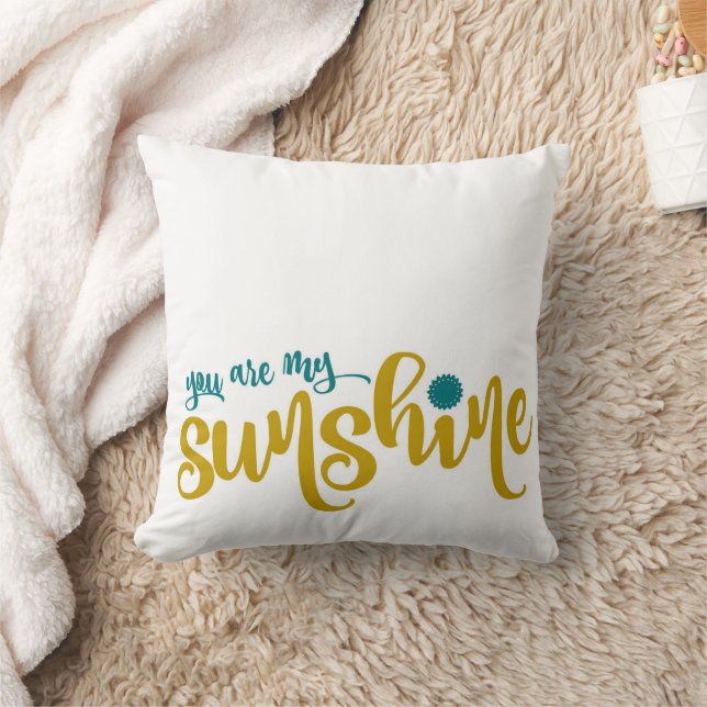 Teal and Yellow Typography My Sunshine Cushion (Blanket)