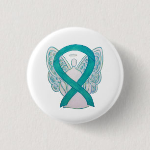 Teal Angel Awareness Ribbon Art Custom Lapel Pin