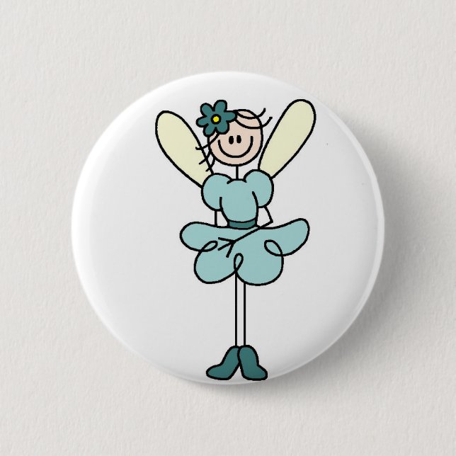 Teal Angel Fairy Button (Front)