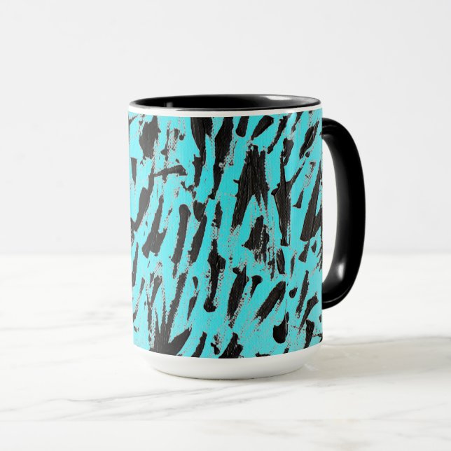 Teal Animal Print Abstract Mug (Front Right)