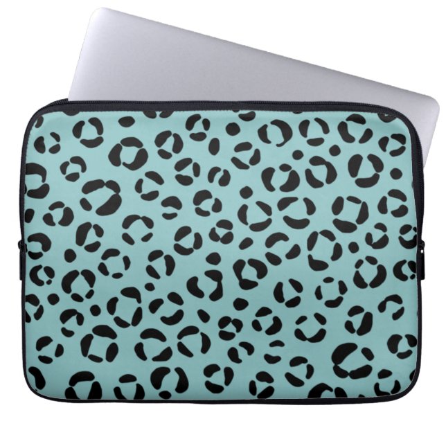 Teal Animal Print Laptop Sleeve (Front)