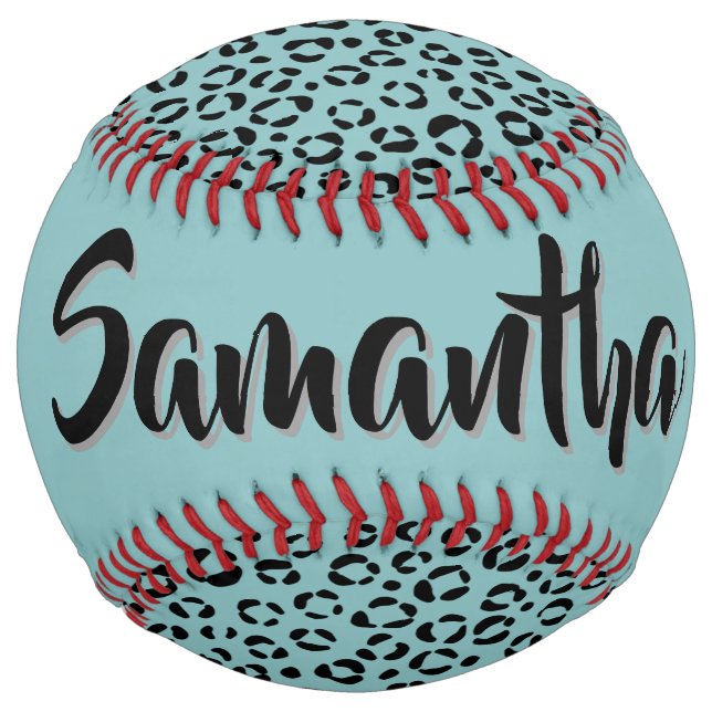 Teal Animal Print (personalise) Softball (Back)