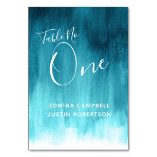 Teal aqua abstract sea modern art table number one