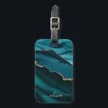 Teal Aqua Blue Green Agate Geode Gold Monogram Luggage Tag<br><div class="desc">Teal Aqua Blue Green and Gold Foil Agate Geode Monogram Beautiful Elegant Script Name Bag or Luggage Tag. This makes the perfect sweet 16, 13th, 15th, 16th, 18th, 21st, 30th, 40th, 50th, 60th, 70th, 80th, 90th, 100th birthday, wedding, bridal shower, anniversary, baby shower, graduation or bachelorette party gift for someone...</div>