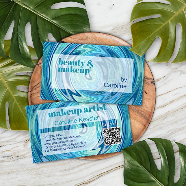 Teal Aqua Blue Jade Green Abstract Art Pattern Business Card (Creator Uploaded)