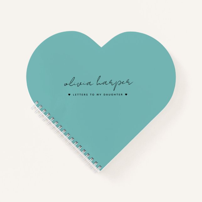 Teal Aqua Blue Letters to Daughter Mum Journal (Front)