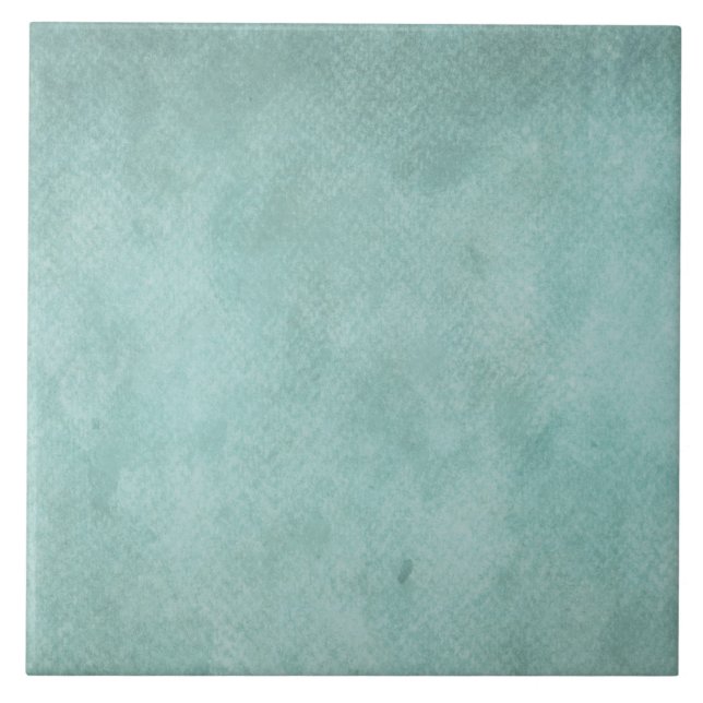 Teal Aqua Blue Watercolor Paper Colourful Texture Tile (Front)