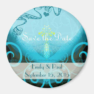 Teal Aqua Calla Lily Save the Date Magnet