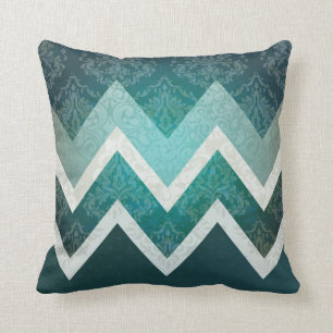 Teal Aqua Chevron Design Cushion