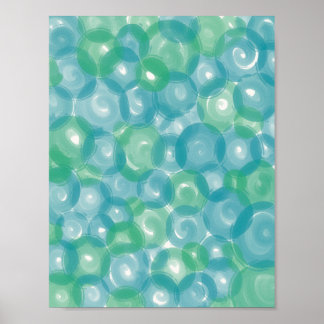 Teal Aqua Glossy Bubble Pattern Abstract Wall Art