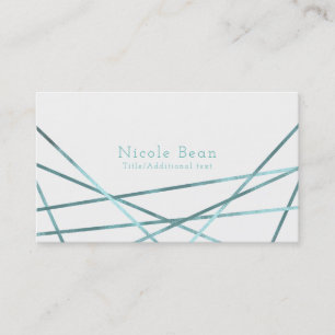Teal Aqua Modern Geometric Lines Glam Custom Chic Business Card