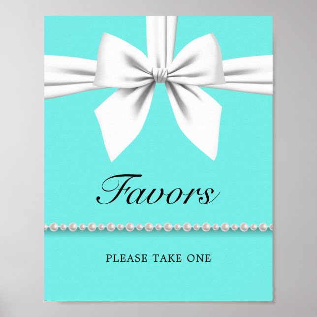 Teal Aqua Tiffany Baby Shower Favours Sign Poster (Front)