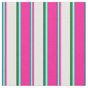 Teal, Aquamarine, Deep Pink, Mint Cream & Green Fabric