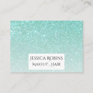 Teal Aquamarine Glitter Gradient Business Card