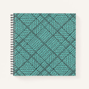 TEAL ARGYLE KNIT 8.5x8.5 Spiral Notebook