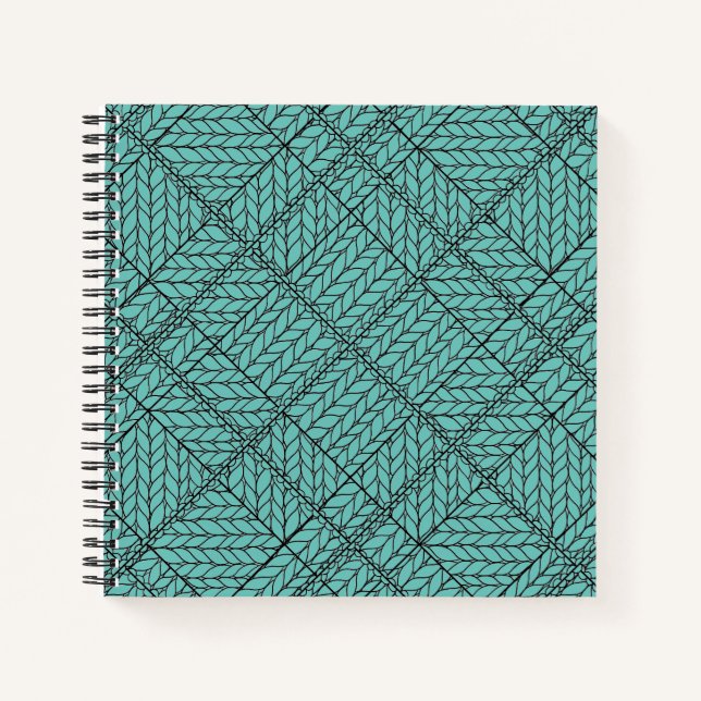TEAL ARGYLE KNIT 8.5x8.5 Spiral Notebook  (Front)
