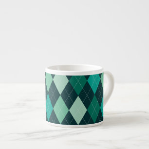 Teal argyle pattern espresso cup