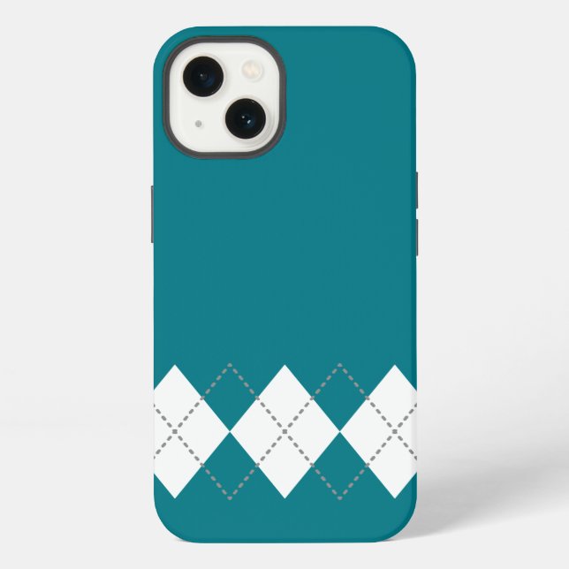 Teal Argyle Pattern iPhone Case (Back)