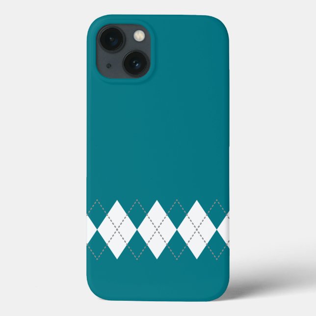 Teal Argyle Pattern iPhone Case (Back)