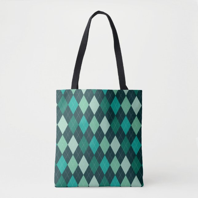Teal argyle pattern tote bag (Front)