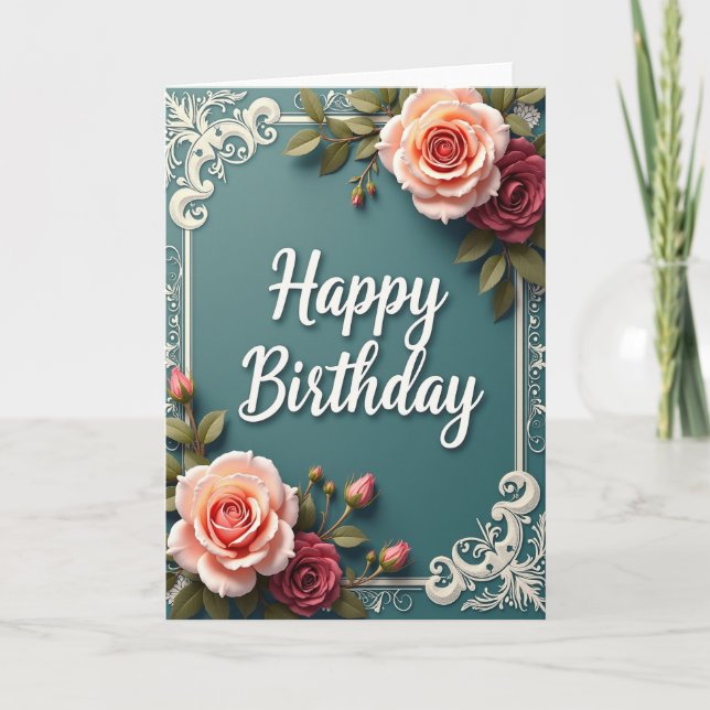 Teal Art Birthday Card (Front)