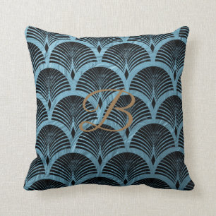 teal art deco fan pattern,teal,art deco,metallic,f cushion