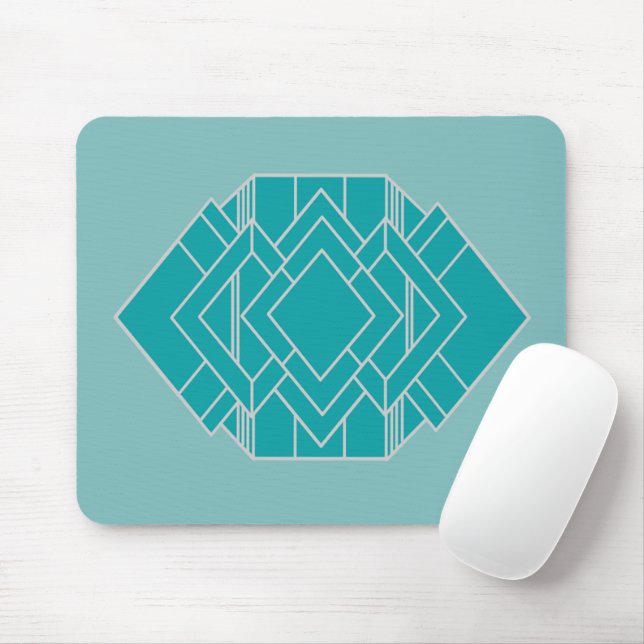 Teal Art Deco Quilt Inspired  Mouse Pad (With Mouse)
