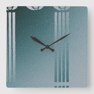 Teal Art nouveau,Charles Mackintosh, rose design r Square Wall Clock